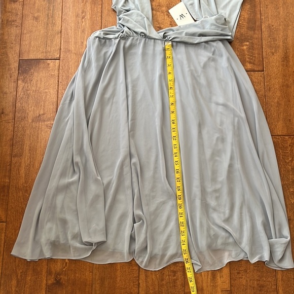 Dressy Collection Dessy Twist Wrap Short With Chiffon In Platinum Size M NWT - Picture 12 of 16